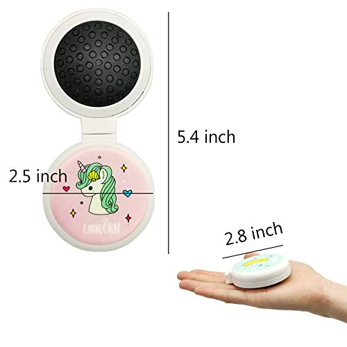 Folding Hair Brush, Pink Pop Up Hair Detangler Brush With Pocket Compact Mirror Bristle Massage Cushion Brush Collapsible Hairbrush For Kids Girls Makeup Travel Birthday Gifts, Unicorn Hair Brush #TOP1