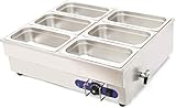 INTBUYING 110V 1500W 1/3 GN 6 Pan Electric Commercial Food Soup Warmer Steam Table Steamer 12x5.5x6inch Pan