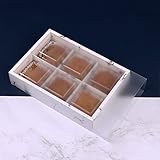 BBJ WRAPS 6 Cavity Kraft Moon Cake Boxes with Translucent Lid, Pastry Gift Packaging Marble Paper Containers for Cake, Cookie, Candy and Truffle Treat Boxes, 9.5(L) x6.4(W) x2(H) Inch, 10 Sets