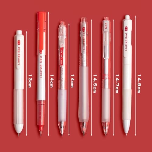 Set de 6 bolígrafos retráctiles de punta fina rojo miniatura 4