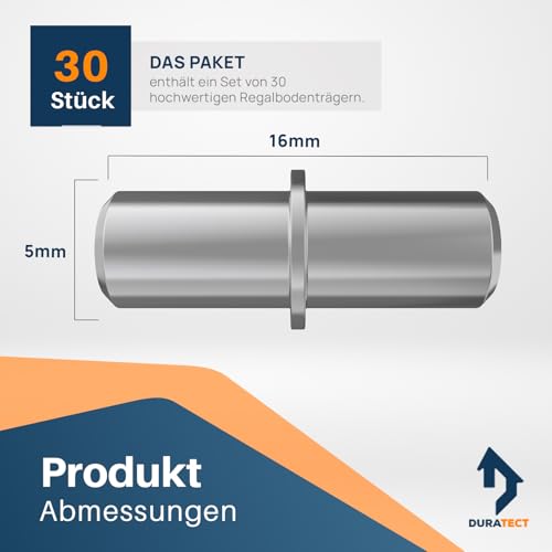 Duratect Regalbodenträger 5mm [30 Stück] Regalhalter und Bodenträger mit Haltering