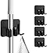 EVEROX Portascopa Autoadesivo da Muro Appendibile (4 Pezzi), Armadio portascope da esterno, Multifunzione Ganci Supporto Scopa Autoadesiva per Garage, Cucina, Giardino e Ufficio