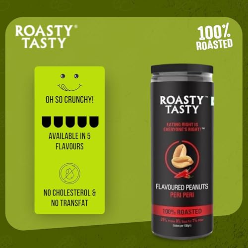 Image of Roasty Tasty Peri Peri Flavour Roasted Peanuts|Healthy Snacks|Rich In Protein & Fibre|Roasted, Not Fried Snacks|Healthy Food|Namkeen Peanuts|Crunchy Masala Peanuts|Pack Of 2 (150G Each)
