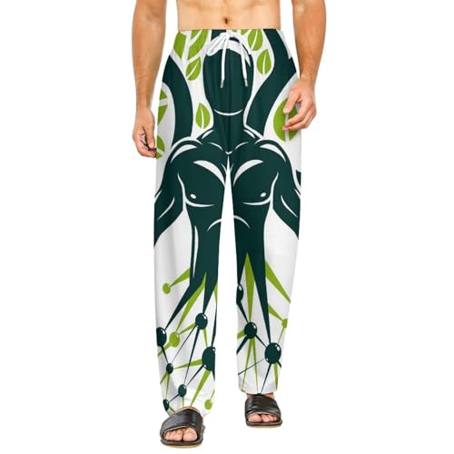 Bas de pyjama femme long motif arbre mandala pantalon de nuit taille S avec poches