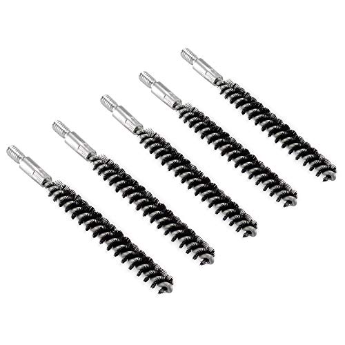 BOOSTEADY 5 Pcs Nylon Bristle Bore Gun Cleaning Brush for Pistol, 50 Professional Square Patches, .260/6.5MM, .17, .22, .357/9MM, .40, .45, .30 Caliber