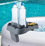 Kuuleyn Hot Tub Table Tray,Adjustable Hot Tub Side Table,Nonslip Drink Caddy with 2 Cup Holders and Drain Holes Hot Tub Side Table for Swimming Pools SPA Bathtub(Grey)