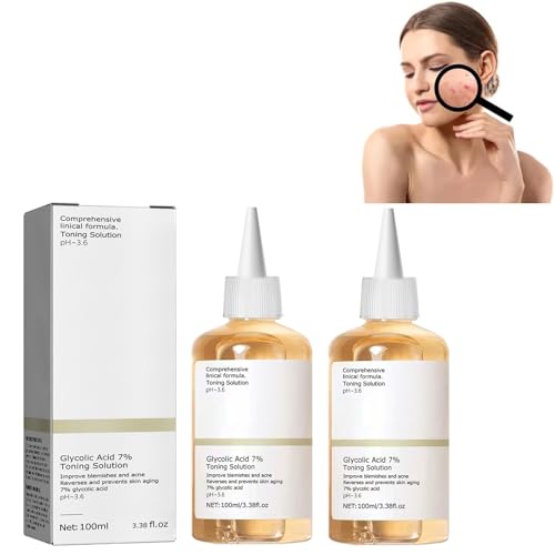 2PC Ácido Glicólico Suave 7%,Acido Glicolico,Glycolic Acid 7% Resurfacing Solution,Tónico Glicólico,Glycolic Acid 7% Toner,Piel Clara y Limpia,For Blemishes And Acne Exfoliante Facial Hidratante