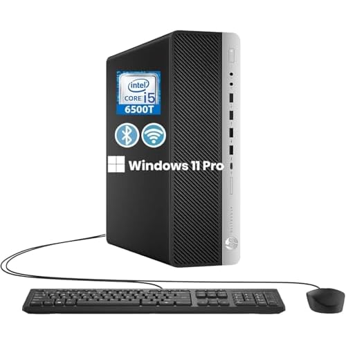 HP EliteDesk 800 G3 SFF Desktop Computer PC, Intel Core i5-6500t, 8GB RAM, 256GB SSD, DVD, DP, LAN/RJ-45, QWERTY Keyboard, Win11 Pro (Refurbished)