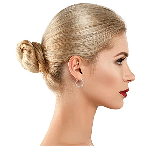 Image of AVORA 10K Gold Classic Polished 2mm Tube Click-Top Hoop Earrings 3-Pair Set - Yellow or White Gold