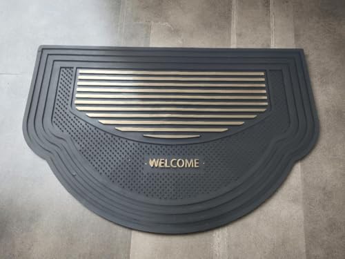 سجادة باب شقة من الجلد بتصميم عبارة (Welcome) مقاس 45×70 مانعة للانزلاق(المنزل الذكي) (ذهبي)