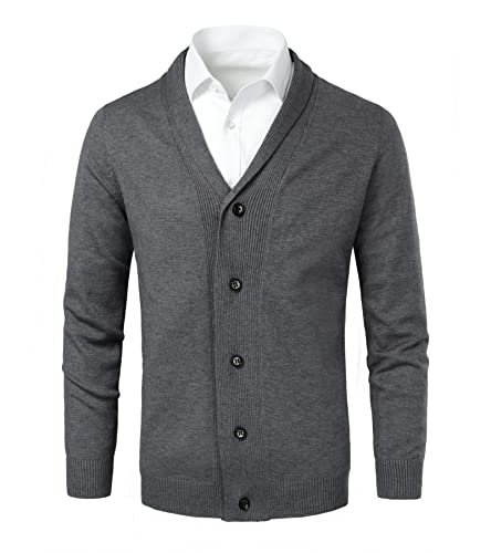 Cardigan tricoté à col châle épais manches longues pour homme S