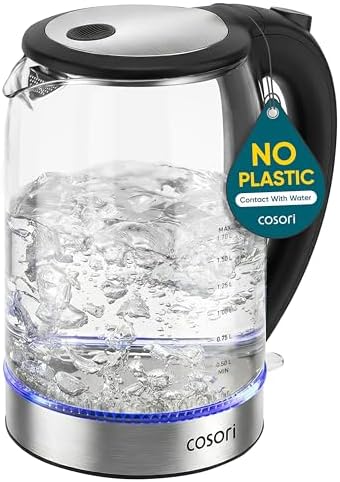 Cosori Electric Kettle, No Plastic Contact With Water, Wide Mouth For Easy Cleaning, Auto Shut Off, 1.7...