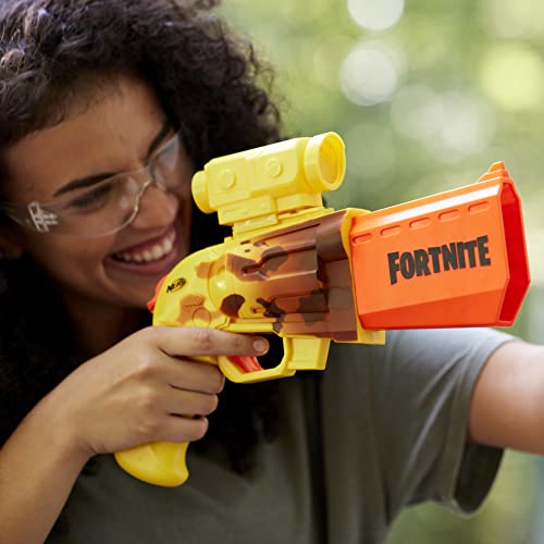 Image of Nerf Fortnite 2-Blaster Peely Pack Includes SR-Ripe Blaster with 4-Dart Hammer Action, Micro Peely Blaster, and 10 Official Nerf Elite Darts