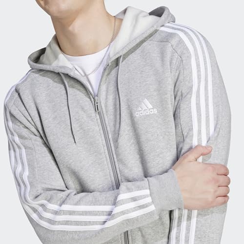 adidas Mens Essentials Fleece 3-Stripes Hoodie Athletic Outerwear Casual - Red3