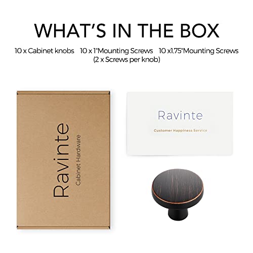 Image of Ravinte 10 Pack Drawer Pulls 1-1 /4 Inch Kitchen Cabinet Knobs Solid Round Dresser Drawer Knobs Oil-Rubbed Bronze Dresser Knobs Drawer Knobs Simple Cabinet Hardware for Cupboard Drawer Pulls