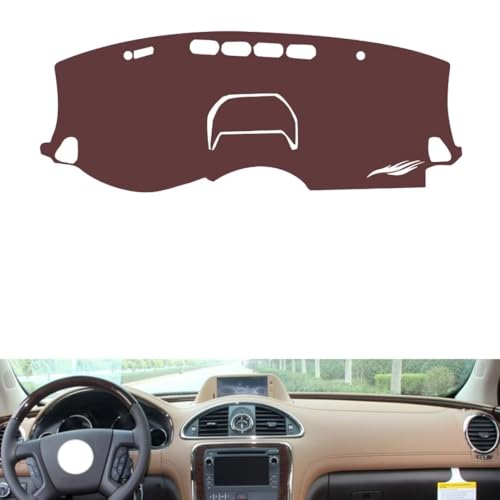 generic leather dash board cover mat Compatible with Buick ENCLAVE （navigation） 2014 ，anti-glare and dust protector(brown)