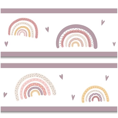 yabaduu Cenefa de 15 cm x 200 cm para habitación, habitación de bebé, adhesivo decorativo para pared, adhesivo decorativo para niños y niñas Y033 (arcoíris)