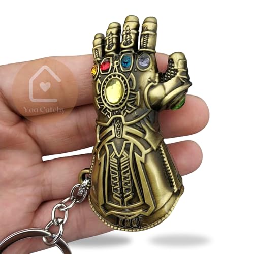 Image of Yaa Catchy Avengers Thanos hand with all Infinity Stone Gauntlet and Double-Bladed Sword KeyChain Key ring best Gift for (Thanos Lovers) Keychains