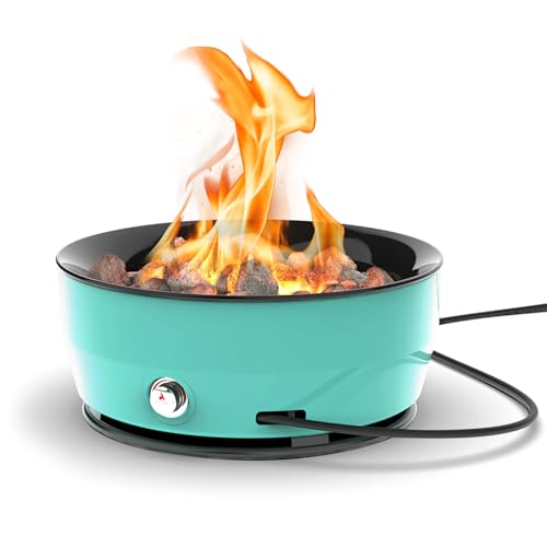 Outland Living Große Propangas-Feuerstelle für den Außenbereich, 60.000 BTU/h, 61 cm mit Deckel, Modern Lake Country 800 Feuerschale Feuerstelle für Terrasse, Blau