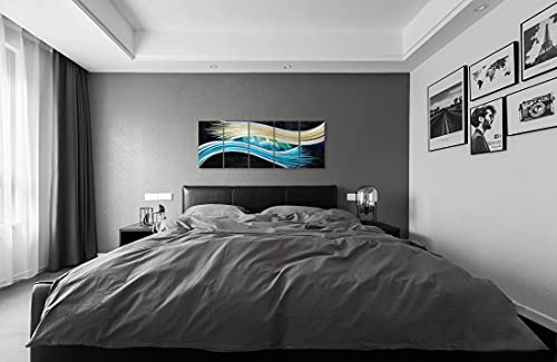 Rfdepot Arts Metal Art Wall Decor Handcrafted Abstract Aluminum Artwork Modern 3D Pictures In Black Yellow And Blue Color Contemporary Home Accent For Living Room Bedroom Dinning #TOP5