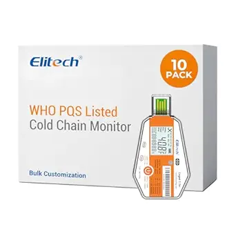 Elitech WHO PQS Certified 10 Pack 120-Day Temperature and Humidity Data Logger with Light Sensor