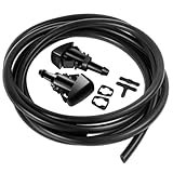 Windshield Washer Nozzles Kit, 2 Meters Windshield Washer Hose and Washer Jet with Connector, Front Windshield Washer Nozzles Kit Replacement for Chrysler, Dodge, Jeep, OEM #: 4805742AB, 5113049AA