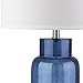 SAFAVIEH Lighting Collection Glass Bottle Blue 30-inch Bedroom Living Room Home Office Desk Nightstand Table Lamp Set of 2 (LED Bulbs Included)