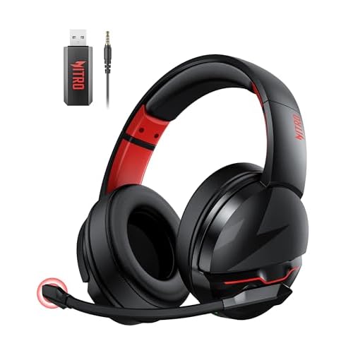 Acer PS5 Headset | Non-Stop 100H Battery | Dynamic 50mm Drivers | Clear Voice Mic | Bluetooth5.3, 3.5mm | Gaming Headphones for PC, Meeting, Music, PS4 & Wireless Gaming Headset BlackRed