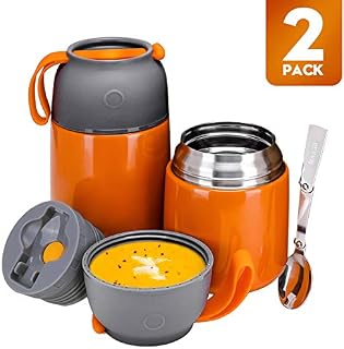 Vacuum Insulated Thermos Food Jar Hot Food Containers for Lunch,2 Pack Soup Thermos