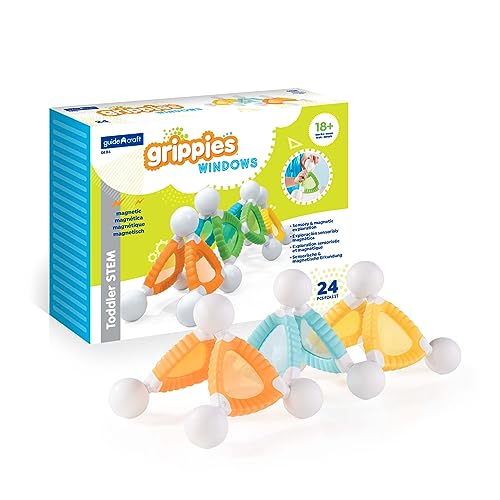 Guidecraft Grippies Windows - 24 Piece Set, Stem Soft Grip