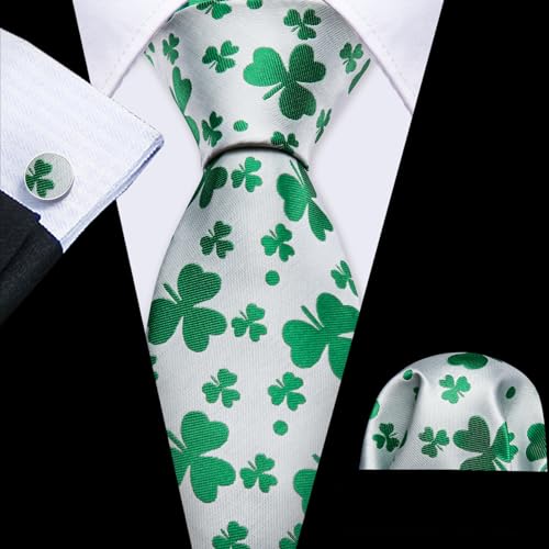 Image of Barry.Wang Fun Animal Ties for Men Designer Handkerchief Cufflink WOVEN Casual Necktie Set Festival