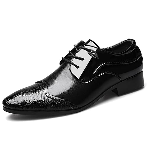 Mens Dress Oxford Shoes Pointed Toe Patent Leather Lace-ups Formal Derbys Business Wedding Shoes