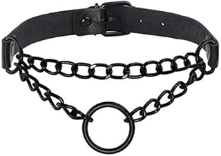 MILAKOO PU Leather Punk Choker Necklaces Circle/Heart Charm Adjustable Collar Necklace for Women