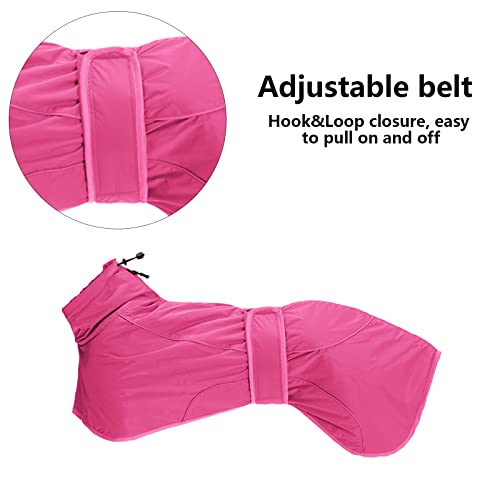 MOREZI Windhund-Wintermantel, Whippet-Mantel mit gepolstertem Fleece-Futter, Wasserabweisende Hundejacke mit verstellbaren Bändern und reflektierenden Elementen-Pink-S