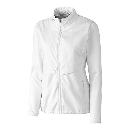 Cutter & Buck Womens Moisture Wicking 50+ Upf Lightweight Ava Hybrid Zip Shell Jacket, White, X-Small Us #TOP29