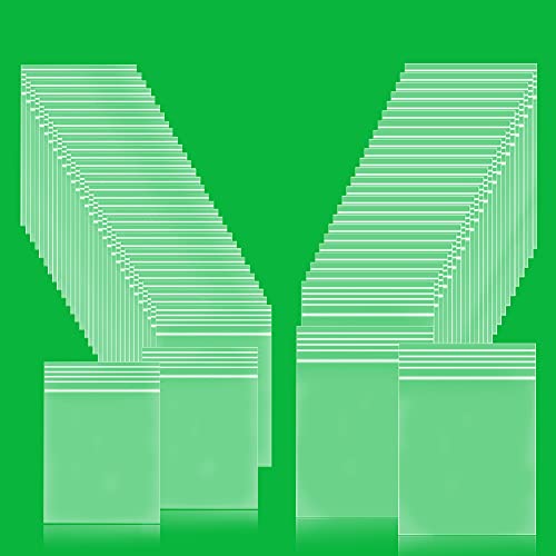 200Pcs (100Pcs 2 X 3" + 100Pcs 3 X 4") Small Clear Plastic Poly Self Sealing Ziplock Bags, Mini Reclosable Zip Lock Pockets, Zipper Locking Baggies For Storage Jewelry, Snacks, Candy, Beads, Screws #TOP1