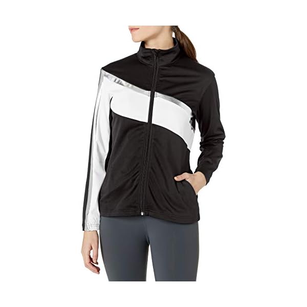 Augusta-Sportswear-Womens-Aurora-Jacket Augusta Sportswear Womens Aurora Jacket, Black/White/Metallic Silver, Medium