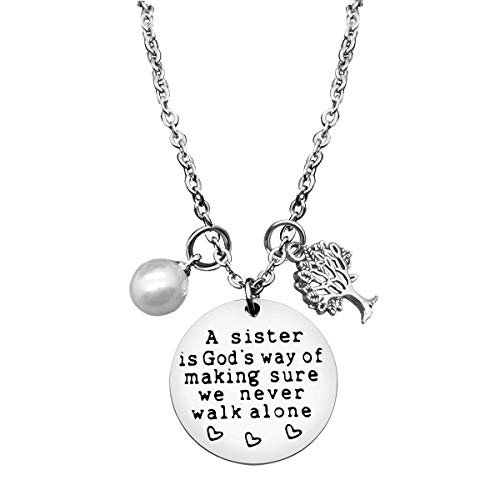 Sister Necklace Gifts A Sister is God's Way of Making Sure We Never Walk Alone Sister Gifts from Sister Christmas Birthday Gifts for Sisters