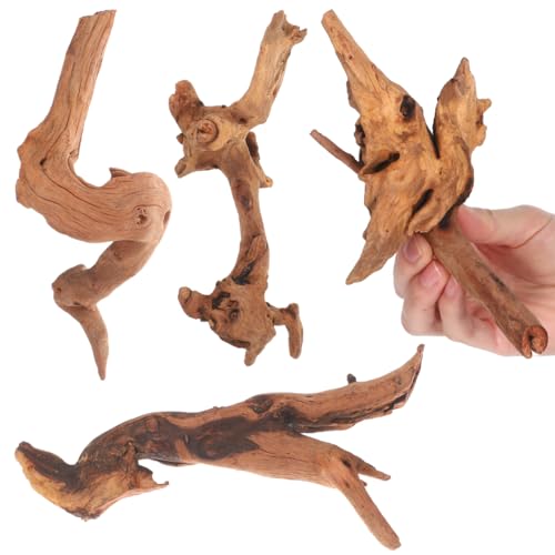Toddmomy 4pcs Wood for Fish Tank, Unique Reptile Driftwood Twisted