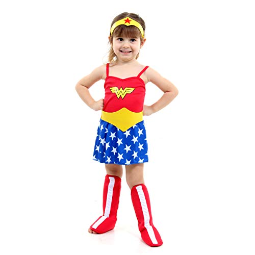 Sulamericana Fantasias Mulher Maravilha Bebe, P 1 Ano, Vermelho/Azul