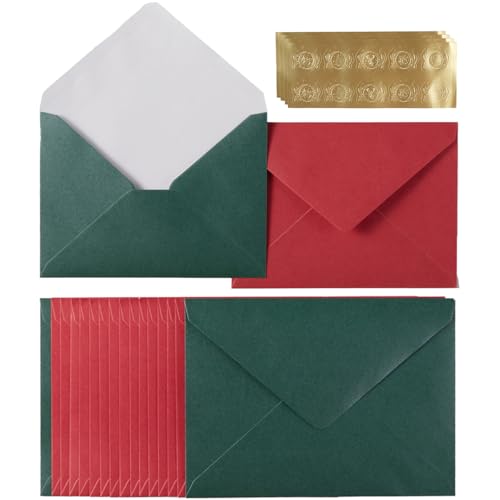 Enveloppes pour cartes d'invitation de mariage A7 rouge vert 12,7x17,8 cm