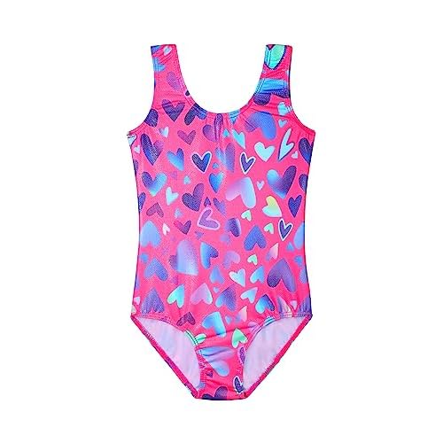 HOZIY Gymnastics Leotards for Girls Toddlers Kids Sleeveless Tumbling Outfits for Dance Print 2-3T A Sleeveless Hearts