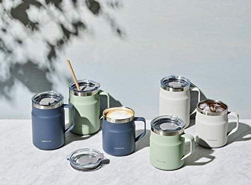 LocknLock Metro Mug, Premium 18/8 Stainless Steel Metal, Double Wall Insulated, Portable Coffee Cup with Lid and Handle for Hot and Cold Drinks, Navy, 16 oz - Image 2