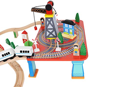 Bateriebetriebene Lokomotive Holz Eisenbahn Set 88 TLG.für Kinder ab 3 Jahre Mädchen Jungen 9363 – Bild 6