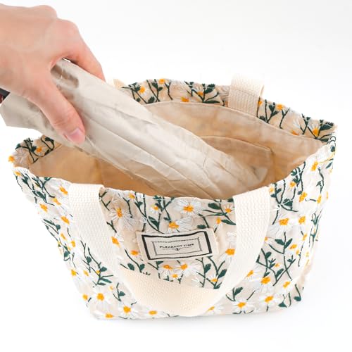 2 Bolsos Tote Pequeños para Mujer Mini Bolso de Lona Bordado miniatura 2