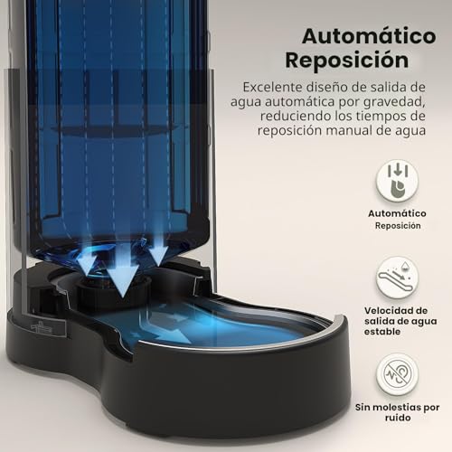 Miniatura 8 de Junspow Dispensador De Agua Para Mascotas, 6l Gravedad Gran Capacidad De Acero Inoxidable, 100 Libre De Bpa Automático Para Gatos Y Perros,Negro