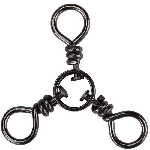 3 Way Swivel, Three Way Swivels Catfishing Fishing Tackle, Stainless Steel Black Nickel for Bottom Rigs Carolina Rig Weights Popping Cork Crappie Fishing Gear 50 Pcs Test 45 Lbs