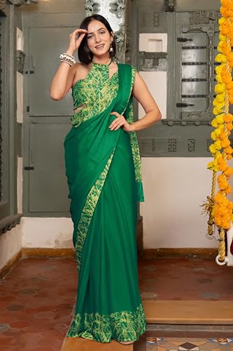 Image of MIRCHI FASHION Women Saree Abstract Print Chiffon | Breathable Lightweight Casual Sari for Regular Use and Office with Unstitched Blouse (Available in 25 Colors)