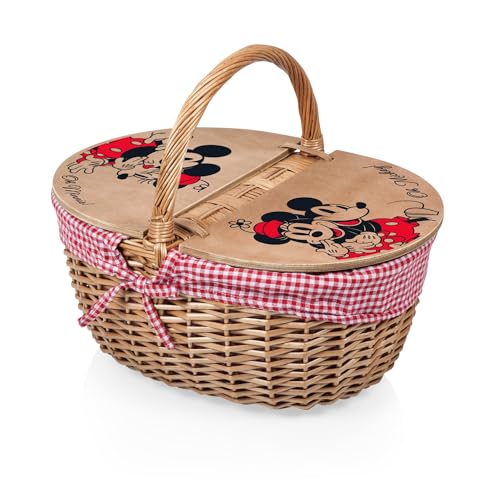 Picnic Time Disney Mickey Mouse & Minnie Mouse Country Vintage Picnic Basket