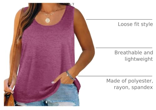 Image of Plus Size Tank Tops for Women Summer Sleeveless Tops Loose Fit Tunic Tanks